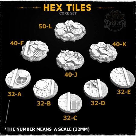 Hex Tiles Resin Base Toppers - Core Set (9 items)