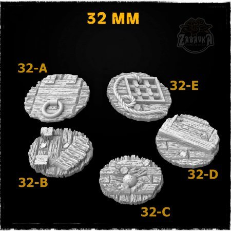Pirate Ship - 32mm Resin Base Toppers (5 items)