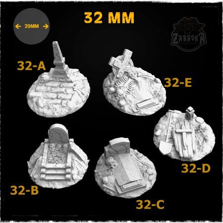Graveyard-1 - 32mm Resin Base Toppers (5 items)