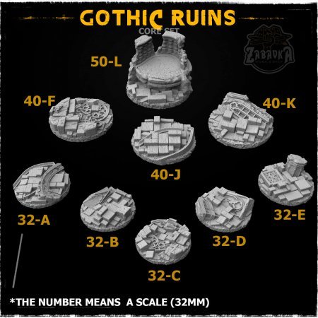 Gothic Ruins Resin Base Toppers - Core Set (9 items)
