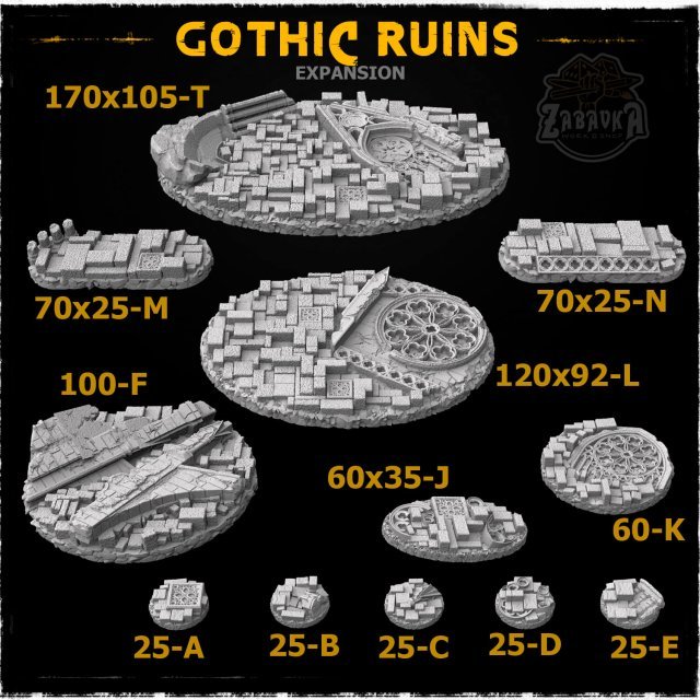 Gothic Ruins Resin Base Toppers - Extra Set (12 items)