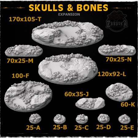 Skulls and Bones Resin Base Toppers - Extra Set (12 items)