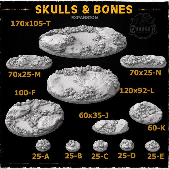 100mm resin base Skulls 