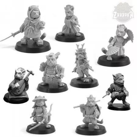 Set of Small Miniatures from the  Japanese Warrior Cats